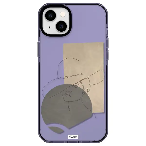 The Lady In The Hat Line Art Apple iPhone 14 plus impact Lilac Case