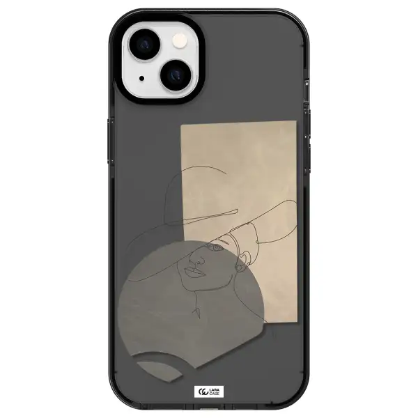 The Lady In The Hat Line Art Apple iPhone 14 plus impact Smoke Black Case
