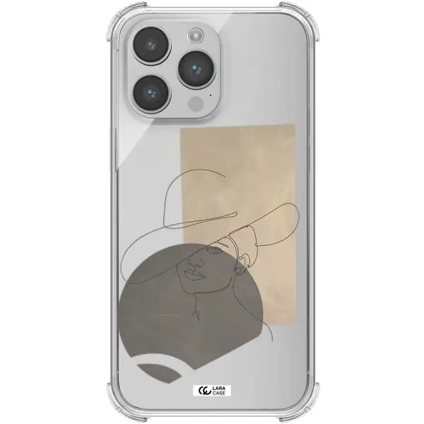The Lady In The Hat Line Art Apple iPhone 14 pro Clear PC Case