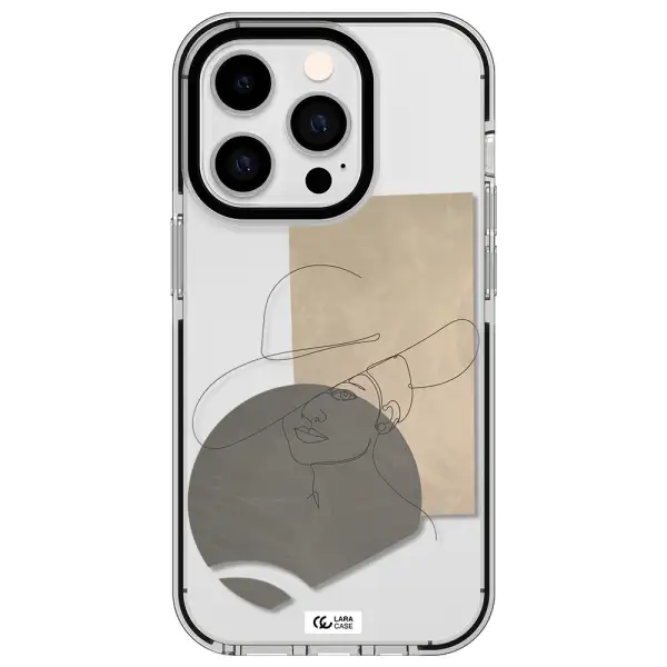 The Lady In The Hat Line Art Apple iPhone 14 pro impact black border Case