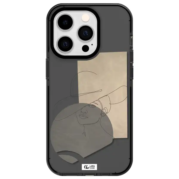 The Lady In The Hat Line Art Apple iPhone 14 pro impact Smoke Black Case