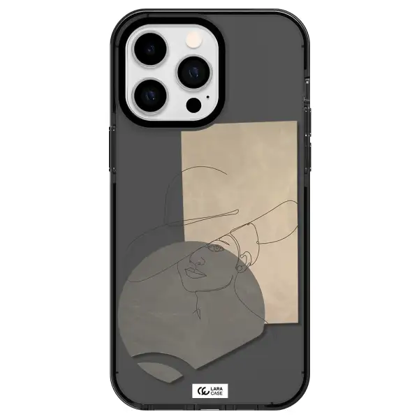 The Lady In The Hat Line Art Apple iPhone 14 pro max impact Smoke Black Case