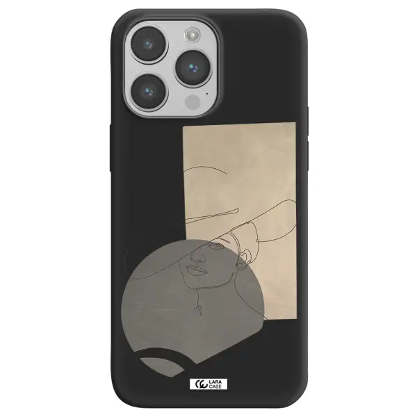 The Lady In The Hat Line Art Apple iPhone 14 pro Silicone black Case