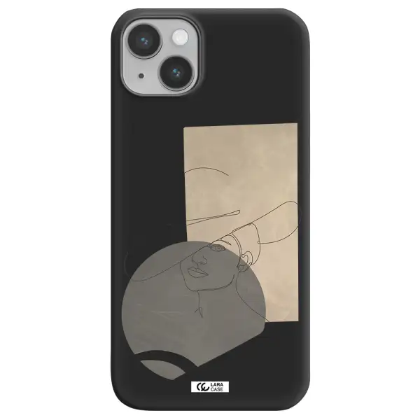 The Lady In The Hat Line Art Apple iPhone 14 Silicone black Case