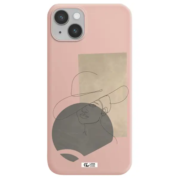 The Lady In The Hat Line Art Apple iPhone 14 Silicone pastel pink Case