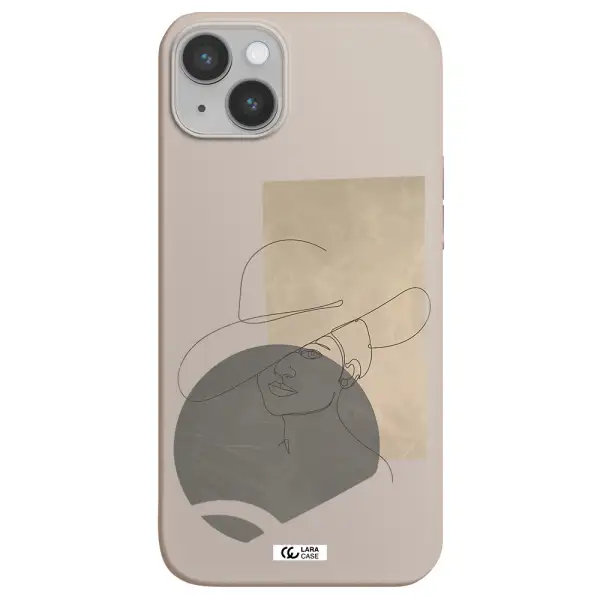 The Lady In The Hat Line Art Apple iPhone 14 Silicone Stone Case