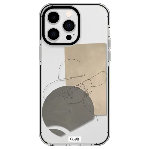 The Lady In The Hat Line Art Apple iPhone 15 Pro Max impact black border Case