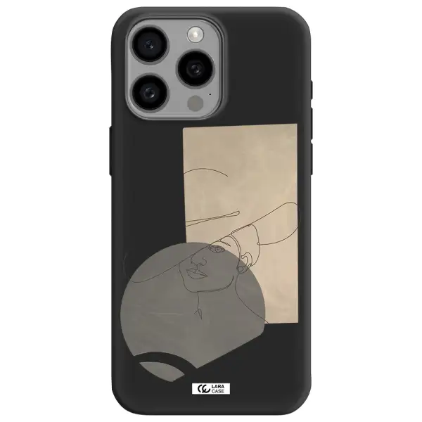 The Lady In The Hat Line Art Apple Iphone 15 Pro max Silicone black Case