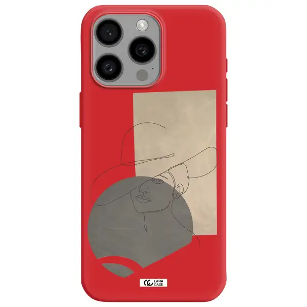 The Lady In The Hat Line Art Apple Iphone 15 Pro Max Silicone Imperial Red Case