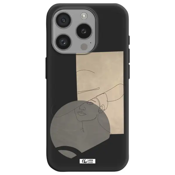 The Lady In The Hat Line Art Apple Iphone 15 Pro Silicone Black Case