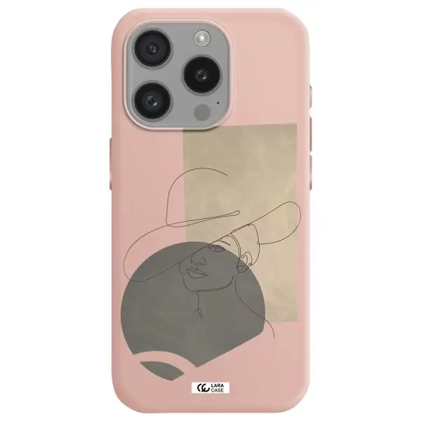 The Lady In The Hat Line Art Apple Iphone 15 Pro Silicone Pastel Pink Case