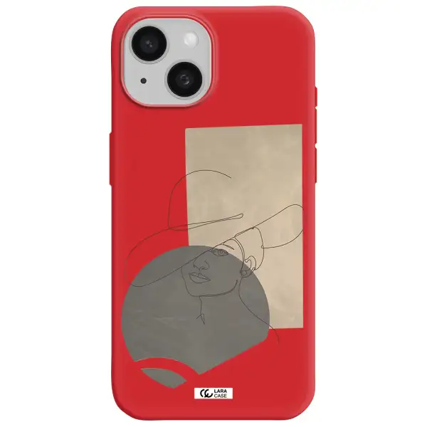 The Lady In The Hat Line Art Apple Iphone 15 Silicone Imperial Red Case