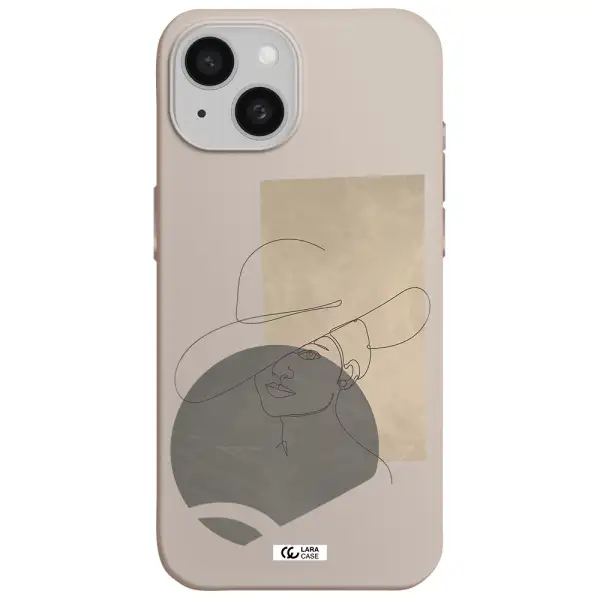 The Lady In The Hat Line Art Apple iPhone 15 Silicone Stone Case