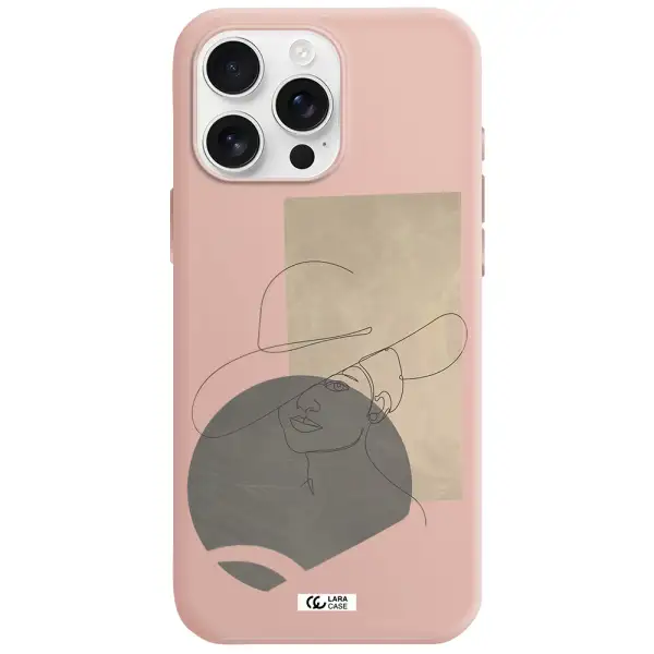 The Lady In The Hat Line Art Apple Iphone 16 Pro Max Silicone Pastel Pink Case