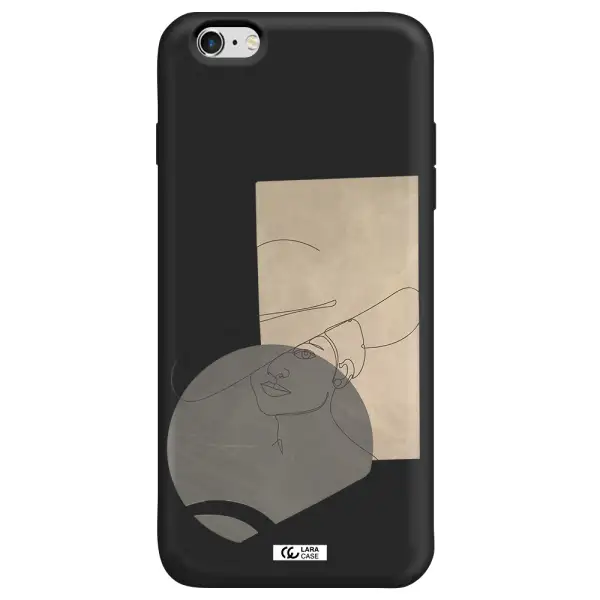 The Lady In The Hat Line Art Apple iPhone 6 plus Silicone black Case