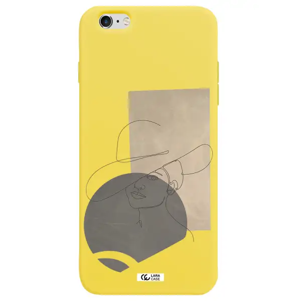 The Lady In The Hat Line Art Apple iPhone 6 plus Silicone canary yellow Case