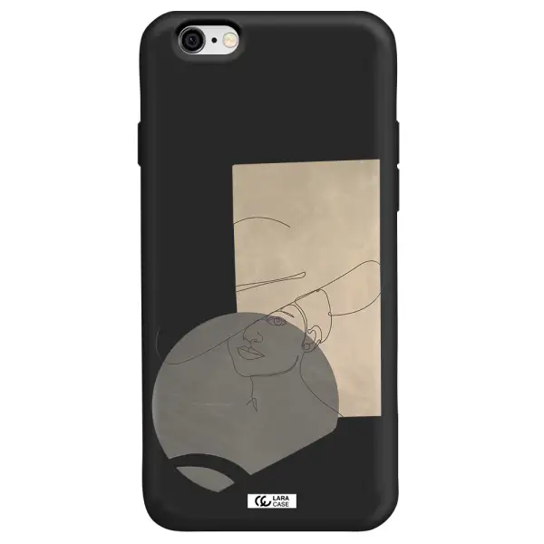 The Lady In The Hat Line Art Apple iPhone 6 Silicone black Case