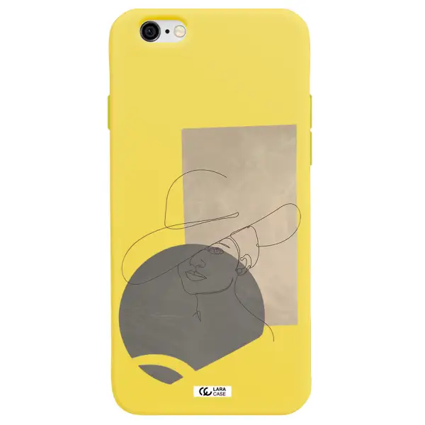 The Lady In The Hat Line Art Apple iPhone 6 Silicone canary yellow Case