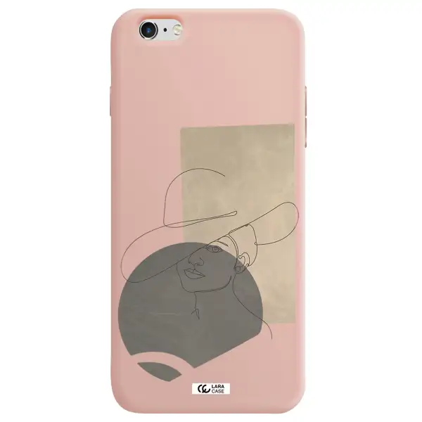 The Lady In The Hat Line Art Apple iPhone 6S Silicone pastel pink Case