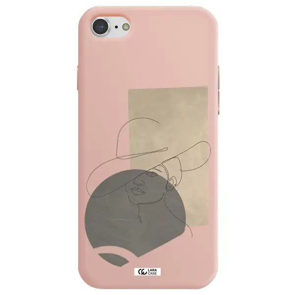 The Lady In The Hat Line Art Apple iPhone 7 Silicone pastel pink Case
