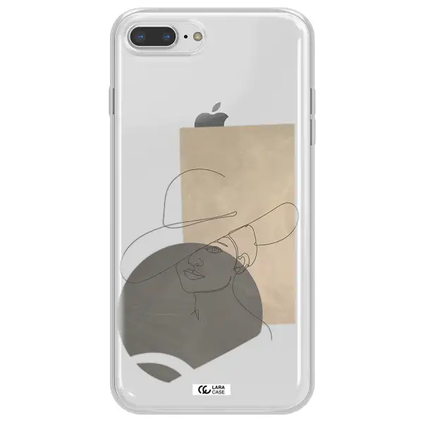The Lady In The Hat Line Art Apple iPhone 8 plus Clear TPU Case
