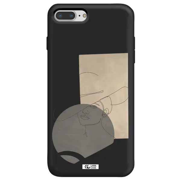 The Lady In The Hat Line Art Apple iPhone 8 plus Silicone black Case