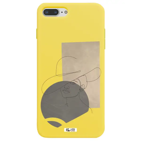 The Lady In The Hat Line Art Apple iPhone 8 plus Silicone canary yellow Case