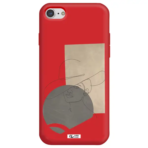 The Lady In The Hat Line Art Apple iPhone 8 Silicone Imperial Red Case