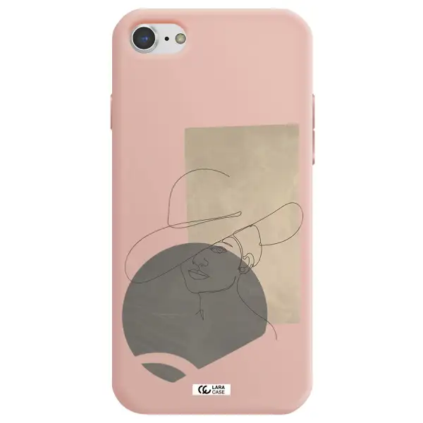 The Lady In The Hat Line Art Apple iPhone 8 Silicone pastel pink Case