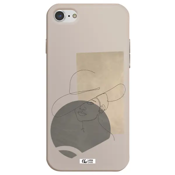 The Lady In The Hat Line Art Apple iPhone 8 Silicone Stone Case