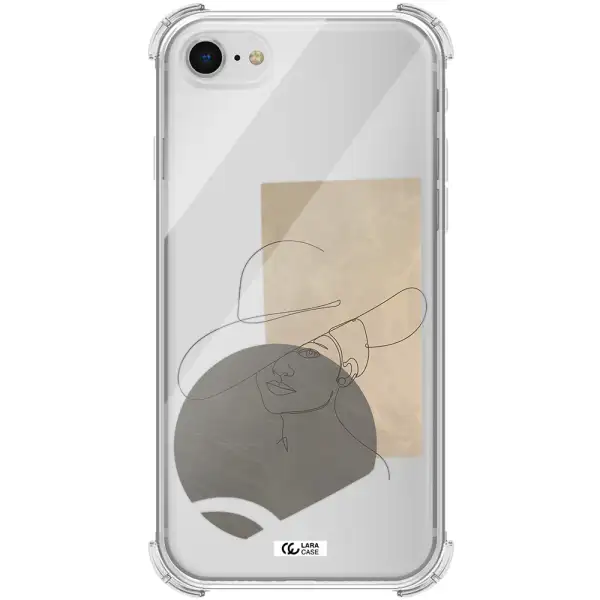 The Lady In The Hat Line Art Apple iPhone se 2020 Clear PC Case