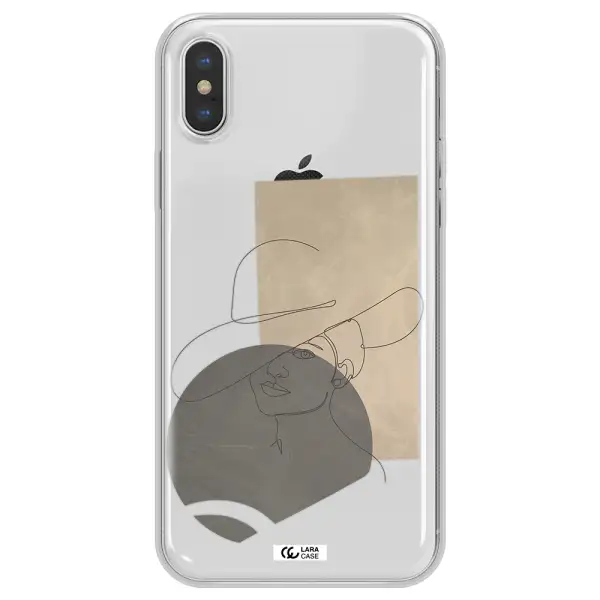 The Lady In The Hat Line Art Apple iPhone X Clear TPU Case