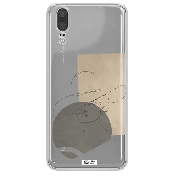 The Lady In The Hat Line Art Huawei P20 Clear TPU Case