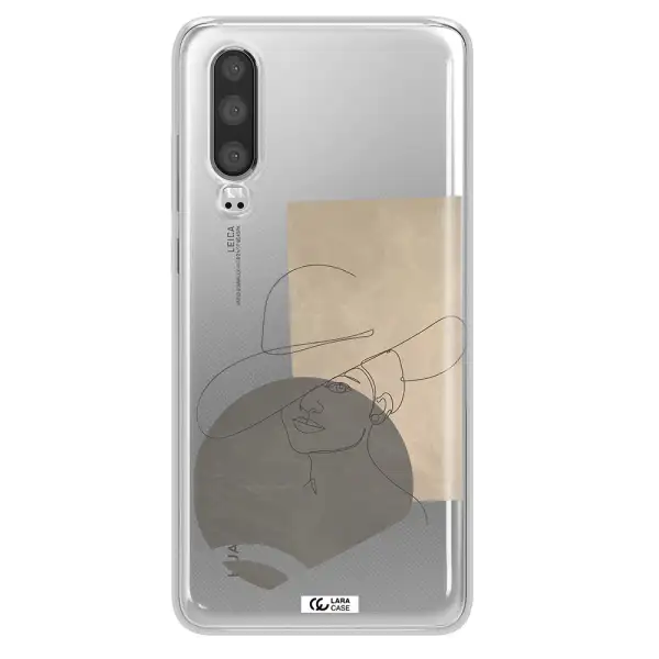 The Lady In The Hat Line Art Huawei P30 Clear TPU Case