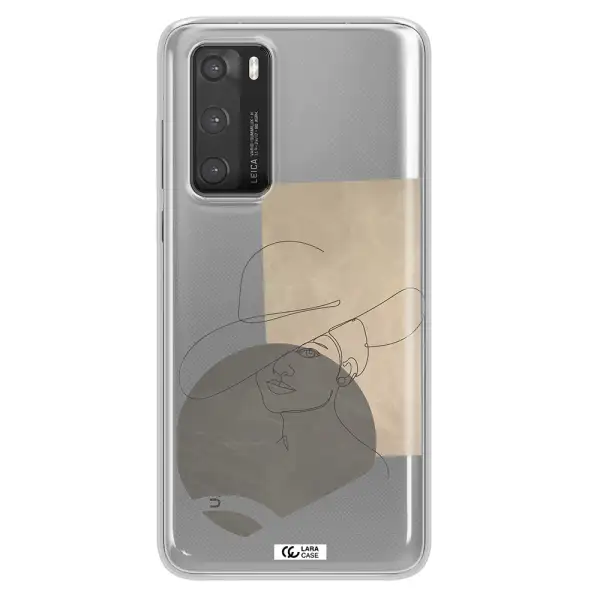 The Lady In The Hat Line Art Huawei P40 Clear TPU Case
