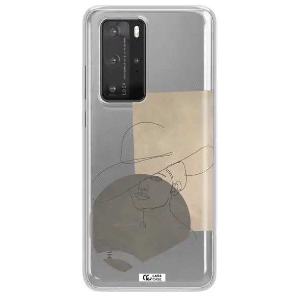 The Lady In The Hat Line Art Huawei P40 Pro Clear TPU Case