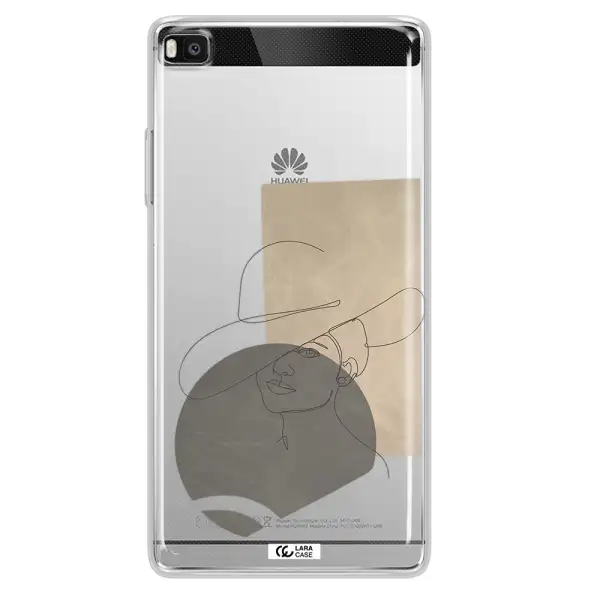 The Lady In The Hat Line Art Huawei P8 Clear TPU Case