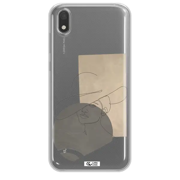 The Lady In The Hat Line Art Huawei Y5 2019 Clear TPU Case