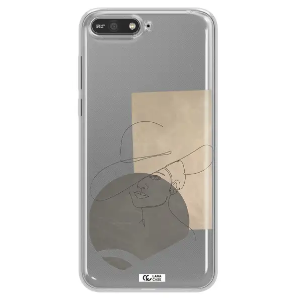 The Lady In The Hat Line Art Huawei Y6 2018 Clear TPU Case