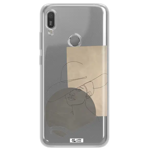 The Lady In The Hat Line Art Huawei Y6 2019 Clear TPU Case