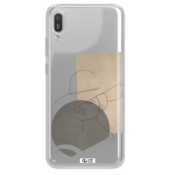 The Lady In The Hat Line Art Huawei Y6 Pro 2019 Clear TPU Case
