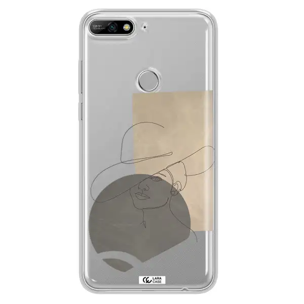 The Lady In The Hat Line Art Huawei Y7 2018 Clear TPU Case