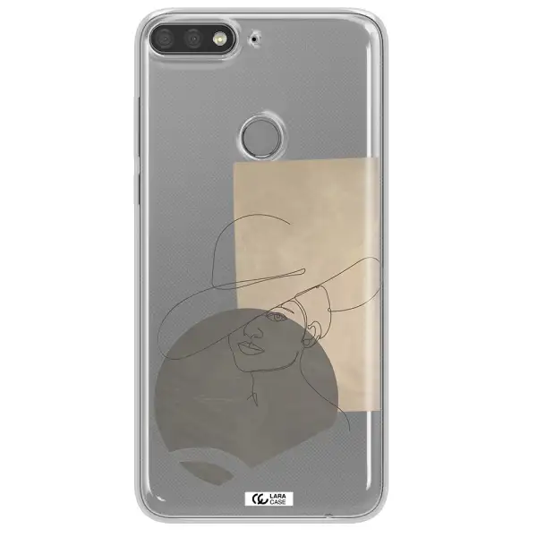 The Lady In The Hat Line Art Huawei Y7 Prime 2018 Clear TPU Case