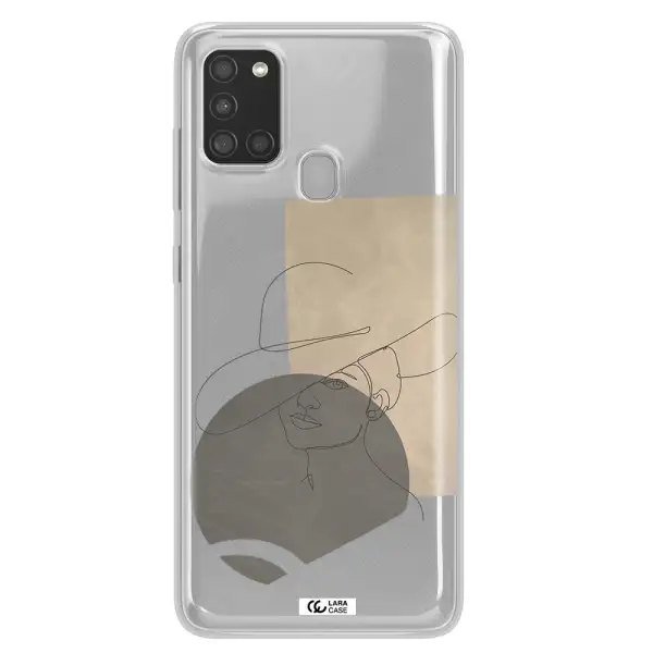 The Lady In The Hat Line Art Samsung A21S Clear TPU Case