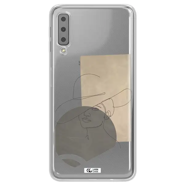 The Lady In The Hat Line Art Samsung A7 2018 Clear TPU Case