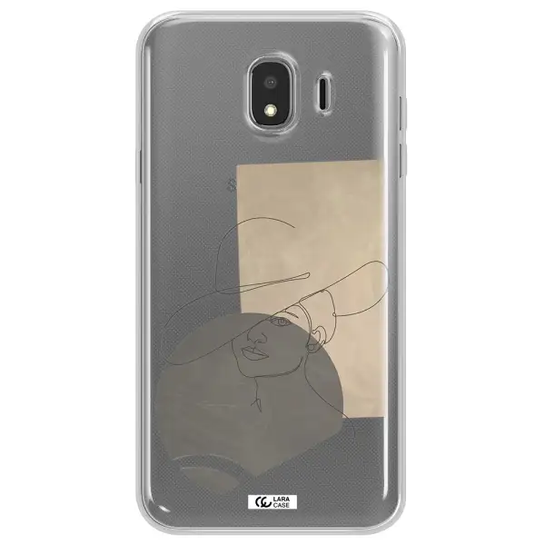 The Lady In The Hat Line Art Samsung J4 Clear TPU Case