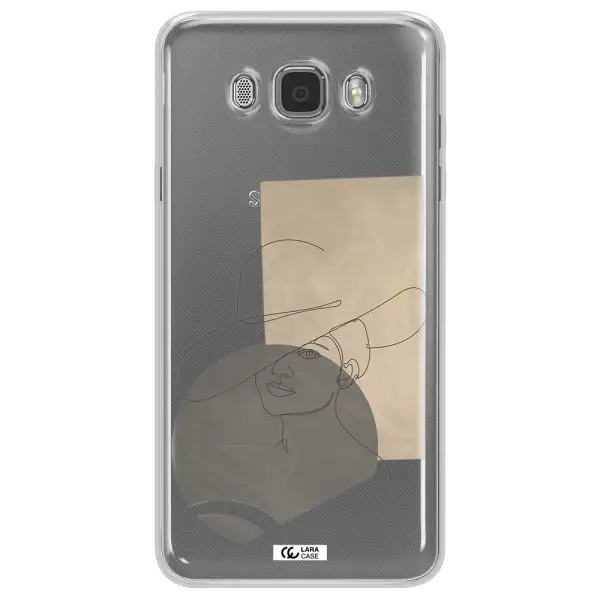 The Lady In The Hat Line Art Samsung J7 2016 Clear TPU Case