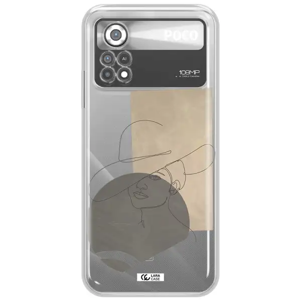 The Lady In The Hat Line Art Xiaomi Poco X4 Pro Clear TPU Case