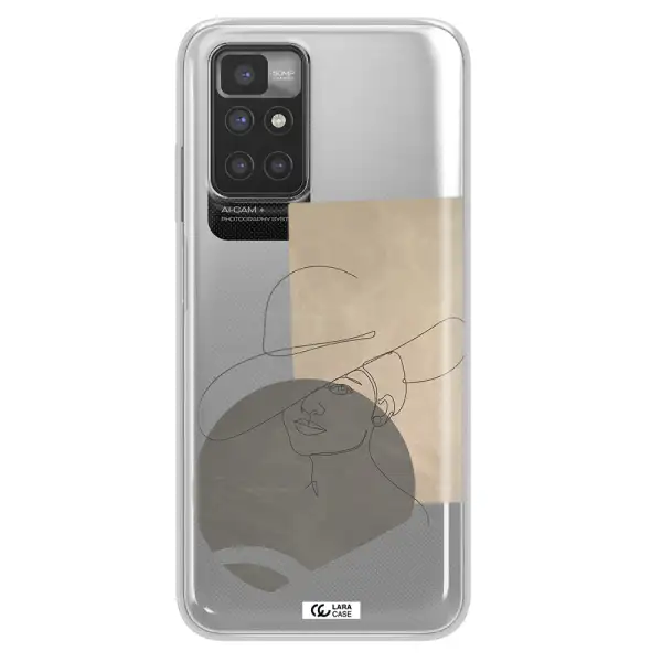 The Lady In The Hat Line Art Xiaomi Redmi 10 Clear TPU Case