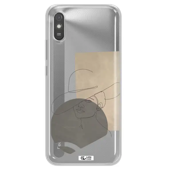 The Lady In The Hat Line Art Xiaomi Redmi 9A Clear TPU Case